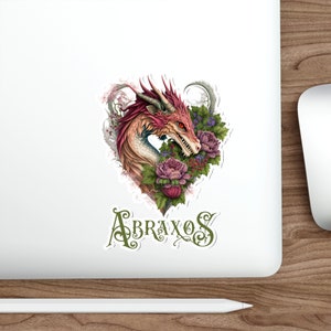 Abraxos Throne of Glass in GREEN lettering Die-Cut Stickers, in 2 sizes Manon Blackbeak&#39;s flower-loving wyvern from the Sarah J Maas series.