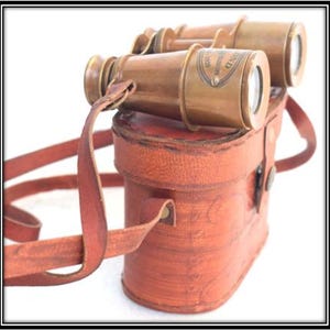 Binocolo in ottone antico con custodia in pelle - Binocolo da teatro vintage / Binocolo nautico retrò / Regalo per esploratori / Preferito nel Regno Unito e nell'UE