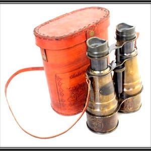 Binocolo vintage in ottone con rivestimento in pelle – Ottica nautica antica – Cannocchiale retrò per regali, decorazioni e avventure all'aria aperta