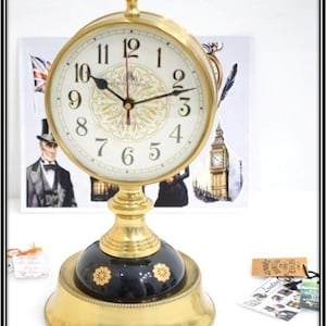 Vintage Table Top Brass Clock – 47 Bond Street London Antique Style Desk Clock – Decorative Timepiece for Home Office Gift Decor