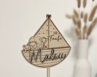 Battesimo per torta | L'Arca di Noè | Arcobaleno | Battesimo della torta | Decorazione per torte in legno | Decorazione per torta | personalizzato | Comunione