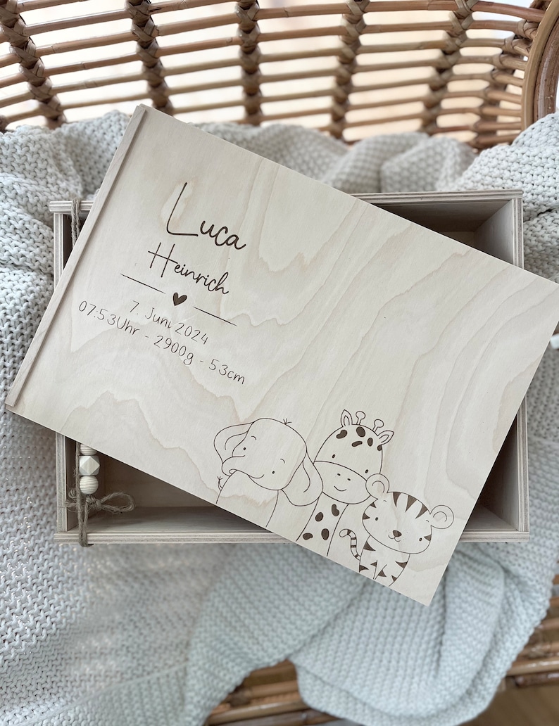 Memory Box for Birth, Baptism, Personalized With Birth Dates, Gift for