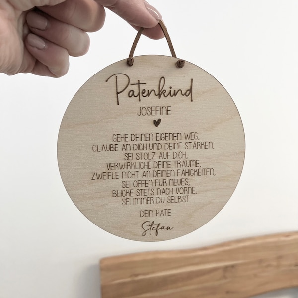 Personalisiertes Plättchen | Holzschild | Geschenk Patenkind | Geschenk Taufe | Patenkind | Pate | Geburtstag Patenkind | Wünsche Patenkind
