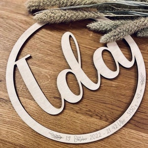 Birth gift made of wood / personalized wooden ring