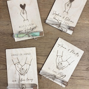 Regalo de boda en efectivo | personalizado | tarjeta de madera