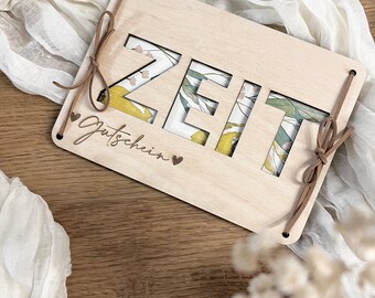 Voucher time, give away time, voucher idea, gift idea, time together, voucher wood