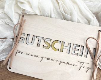 Voucher time for a day together, give time away, voucher idea, gift idea, time together, voucher wood
