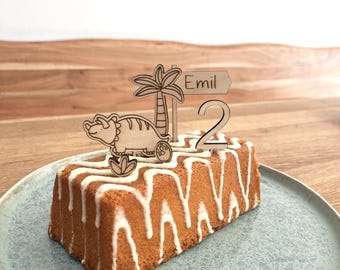 Dino Cake Topper | Dinosaur Cake Topper | Children's Birthday | Wooden Cake Topper