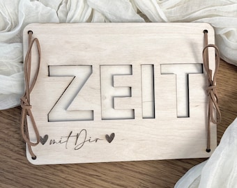 Give the gift of time together, give the gift of time, time with you, gift idea, time together, voucher made of wood