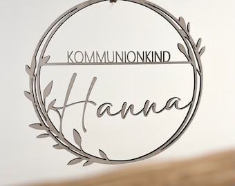 Geschenk Kommunion | Kommunionkind | Türkranz Kommunion | Kommunionsgeschenk | Holzkranz mit Namen | Kommunionsgeschenk personalisiert