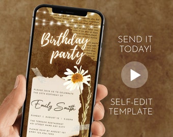 Digital Scrapbook Birthday Party Invitation - Craft Mobile Invite - Electronic Party Evite - Animated Template - All Text Editable