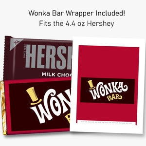 Faire-part billet doré modèle imprimable faire-part d'anniversaire Willy Wonka emballage de bar Wonka inclus convient à Hershey XL 4,4 oz image 4