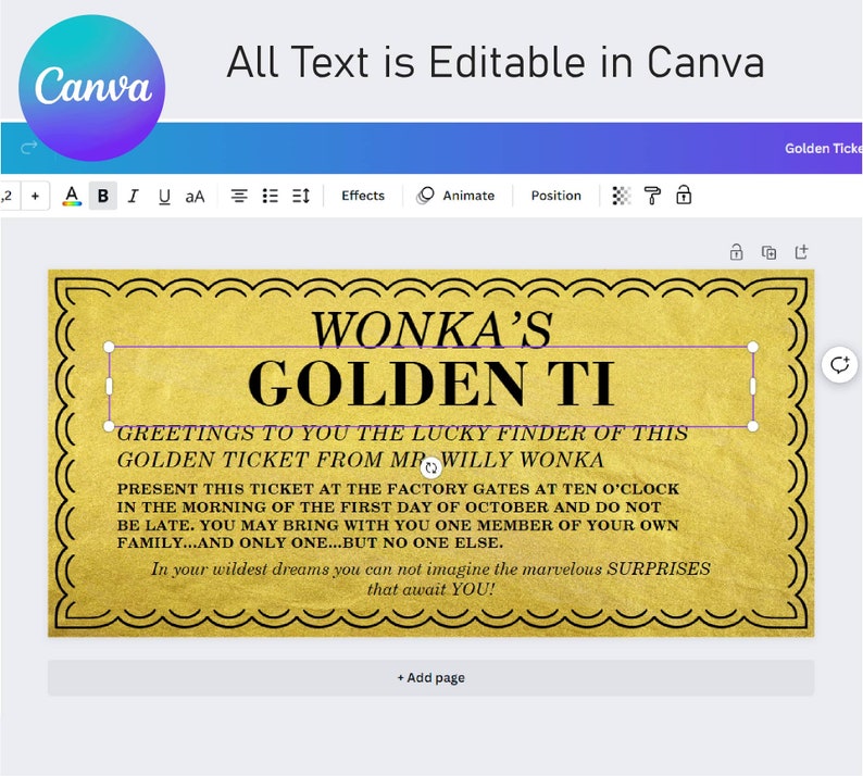 Editable Golden Ticket Printable Template Willy Wonka Party Supplies Wonka Bar Wrapper Included Fits Hershey XL 4.4oz image 6