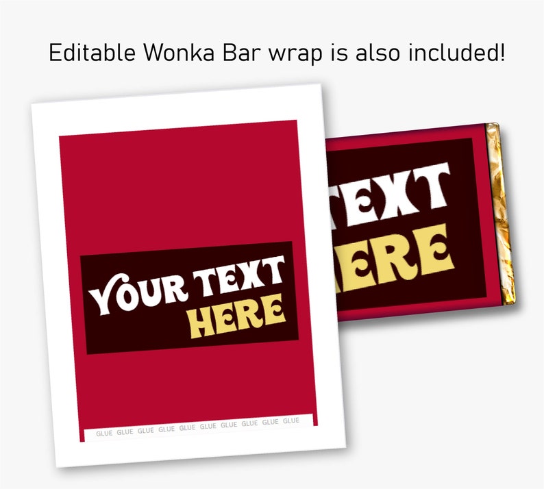 Editable Golden Ticket Printable Template Willy Wonka Party Supplies Wonka Bar Wrapper Included Fits Hershey XL 4.4oz image 4