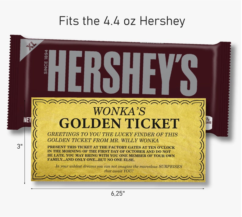 Editable Golden Ticket Printable Template Willy Wonka Party Supplies Wonka Bar Wrapper Included Fits Hershey XL 4.4oz image 2