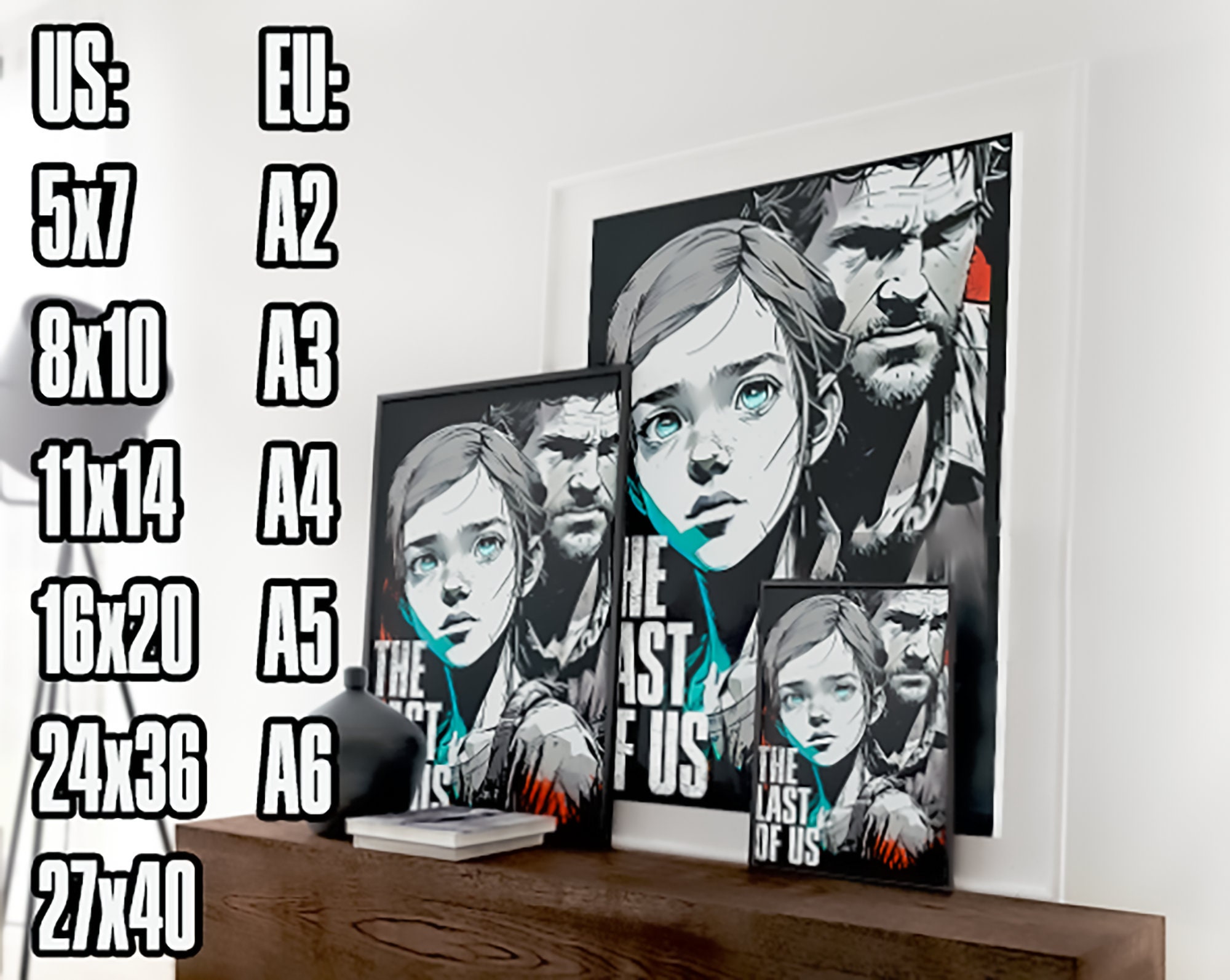 Buy Generic Custom Canvas Wall Decoration The Last of Us Poster The Last of  Us Wall Sticker Mural Ellie Joel Video Game Wallpaper #0571: Back Glue  Paper, 80X120Cm Online at Low Prices