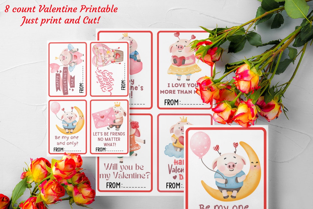 PRINTABLE Pig Friends Valentine's Day Cards, Kids Animal Cards ...