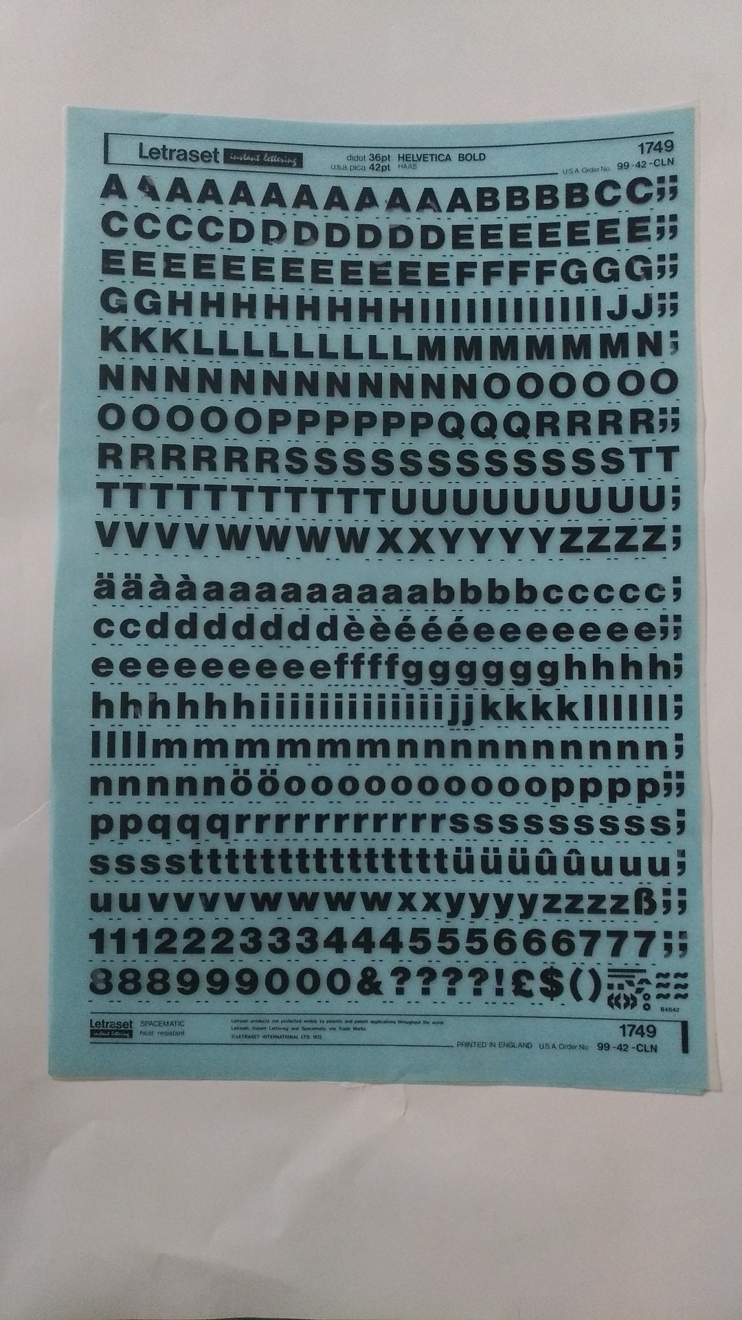 Letraset 1749 Helvetica Bold 36pt Letters Vintage Transfers - Etsy
