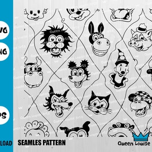 Animals Seamless Pattern Svg Dxf Png Baby Animal Cricut Background Plotter File Wallpaper Clipart Cute Vinyl Cut File DIY Stencil Template