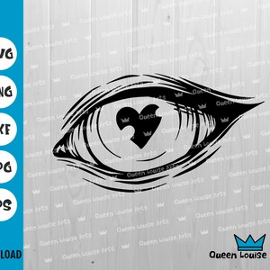 Ojo con corazón roto SVG, vector emocional PNG DXF, diseño de amor en blanco y negro audaz para carteles, camisetas, tazas, proyectos cortados con láser, tatuajes