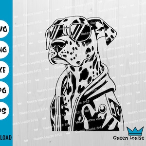 Dalmatian svg,Cool cute dalmatian dog in sunglasses Clipart Cricut Silhouette Cut File jpg png dxf Digital Download t-shirt,wall art graphic