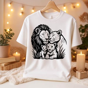 Lion Family SVG PNG DXF – Majestic Wild Animal Parents and Cubs Clipart, Jungle King Art for Shirts, Posters, Tattoos, Cricut Decor cut art