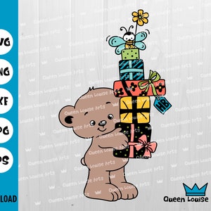 Alles Gute zum Geburtstag Bären svg, Geburtstags-Tiere svg png, Geburtstags-Taddy Bär svg dxf Geburtstagsjungen-Mädchen Dekor, Bday Geschenke Digitaler Download Sublimation