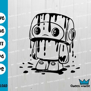 Robot svg, pequeño robot png, lindo robot de goteo svg dxf png archivo de corte de papel prediseñado Cricut Silhouette Digital Descargar ploterdatei sublimat