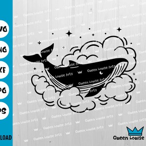 Wal in Wolken svg,png,dxf,Wal SVG Cut Cricut,Galaxy svg,Ozeantiere SVG, Weltraum Mystisch Celestial svg, Strand svg, Nautik svg Kunst