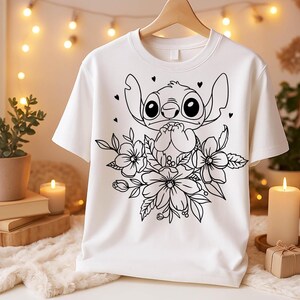 Lilo & Stitch Svg, fleurs florales, Stitch Svg, Ohana Svg, Stitch Ohana Svg, Ohana signifie famille Cricut coupe fichier Téléchargement numérique Svg Dxf Eps Png