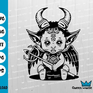 Baby devil svg,Cute Baphomet SVG,pentagrams Satan Satanic Deity God Evil Pagan Idol svg Cut Files Cuttable Clip Art Vector Digital Dxf Png