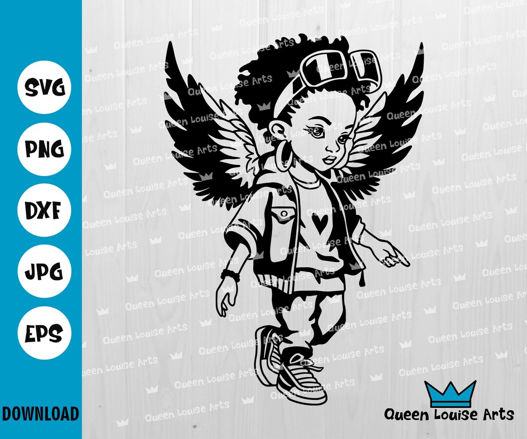 Black Girl Angel Svg ,afro Girl Svg,black Girl Svg Png Dxf,angel With ...