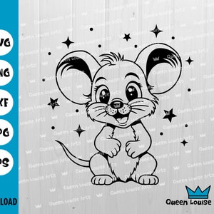 Ratón de bebé svg, cara de ratón lindo svg, ratón feliz svg archivos de corte, animales de bebé svg, cara de animal para niños corte cricut Imprimir Clip Art Digital Dxf Png Eps