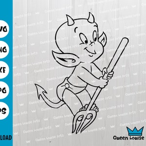 Mały Diabeł Wektor, Mały Diabeł Svg Plik słodki mały diabeł z widłami Svg Png Dxf Eps, Mały Diabeł Cięcie Cięcie Cricut Plik Clipart