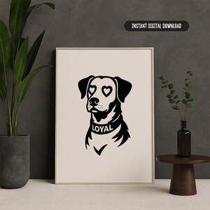 Loyal Dog SVG, Cute Puppy with Heart Eyes PNG, Love Pet Collar Vector, Funny Dog Clipart for Cricut, Puppy DXF for Laser and Shirt Design