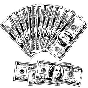 Geld Stapel SVG, Dollarschein Clipart Bundle, 100 Dollar druckbare Vektor, Hustle Design für Cricut Silhouette, reiches Leben PNG DXF