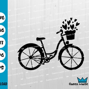 Cuore bici svg, bicicletta rossa svg, bicicletta retrò svg, decorazione cartolina Svg Png Dxf Eps T shirt Design Download immediato Cricut Cut File Vinile clipart