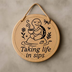 Schildpadthee svg, schattige schildpad png, Slow life quote dxf, leven nemen in slokjes svg, chill zen png, minimalistische schildpad lasergesneden dxf, harmonie, vreedzaam