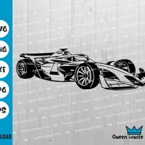 Formel 1 Rennauto SVG, F1 PNG Clipart für Jungen Shirt, schnelles Auto DXF Design, Speed Racing Silhouette für Cricut, Poster, Laser Cut