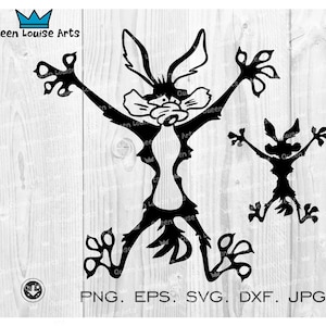 Wile e coyote svg, Coyote Wild svg, Coyote Splat, Coyote svg, lustige Vinyl Aufkleber Png Kontur dxf, digitaler Download Karikatur Cricut Laser-Schnitt