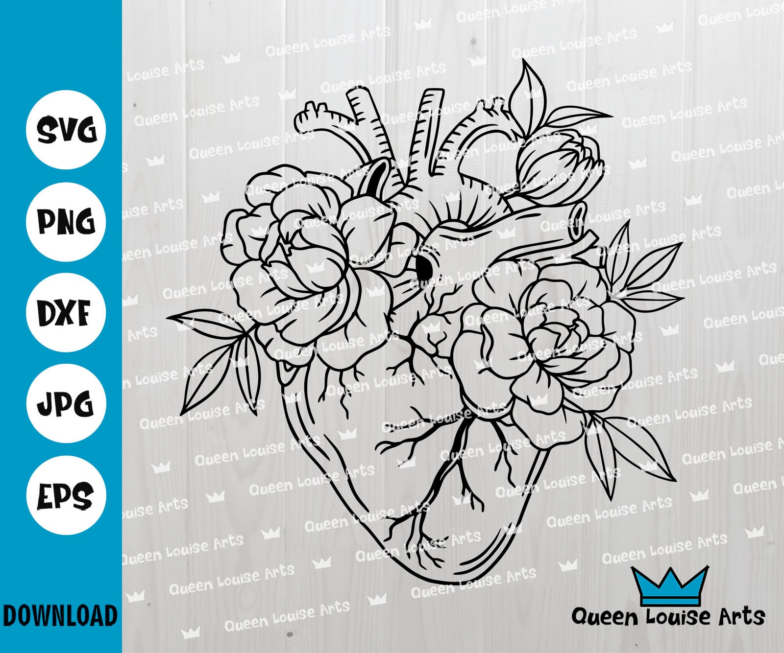 Flower Anatomy Heart SVG Cardiology SVG Love Tattoo Sticker Etsy UK