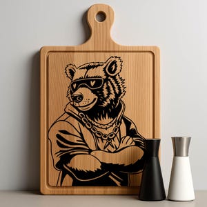 Svg ours, grizzly brutal ours cool, lunettes de soleil papa ours portant des vêtements hipster SVG coupe Cricut fichiers conception de chemise numérique Png Dxf Eps