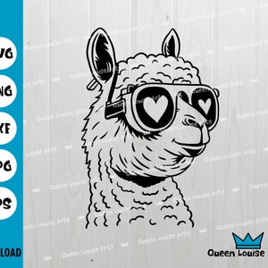 No drama Llama Svg arquivo de corte, Lhama engraçada SVG Cricut, Alpaca svg, Cara de lhama fofa svg, Mãe engraçada dxf, Lama legal PNG, Óculos de sol de Lama Arte digital
