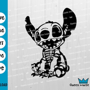 Lilo & Stitch skelet svg, Stitch Svg, Stitch schedel Svg, Stitch happy halloween shirt svg, Cricut cut bestand Digitale download Svg Dxf Png vector