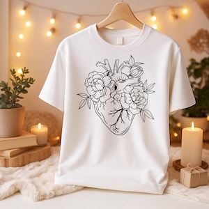 Blumen Anatomie Herz SVG, Kardiologie SVG, Liebe Tattoo Aufkleber T-Shirt Design, Cricut Silhouette Clipart Vektor Digital Dxf Png Eps Herz svg