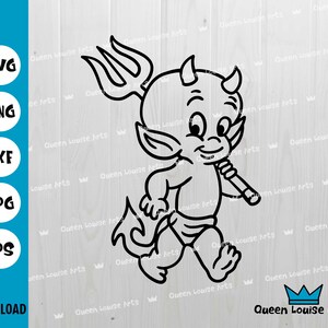 Mały Diabeł Wektor, Mały Diabeł Svg Plik słodki mały diabeł z widłami Svg Png Dxf Eps, Mały Diabeł Cięcie Cięcie Cricut Plik Clipart