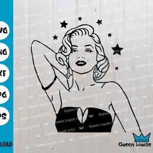 Marilyn Monroe SVG, Marilyn Monroe Star belle femme svg png dxf ep vecteur coupe fichier cricut silhouette vinyle Téléchargement instantané clipart impression