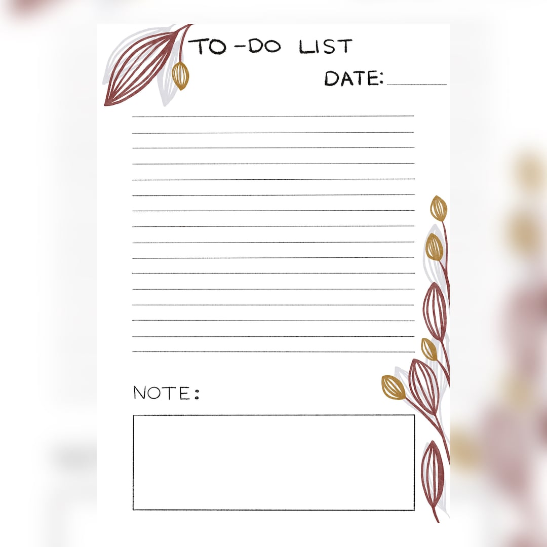 Minimal to Do-list With Date Space and Notes,printable,download ,planner, Organizing - Etsy