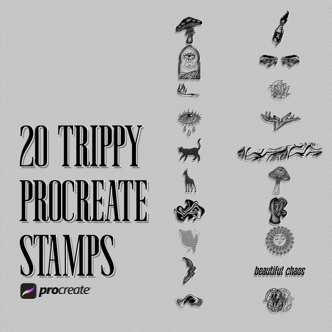 Trippy Design Stamp Brushes for Procreate Etsy