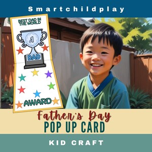Biglietto pop-up stampabile per la Festa del papà, artigianato fai-da-te, download digitale, regalo di compleanno per bambini, artigianato per bambini in età prescolare
